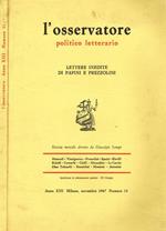 L' osservatore politico letterario. Rivista mensile, anno XIII, n.11, novembre 1967