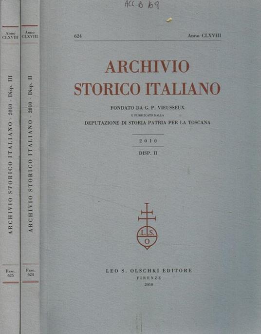 Archivio storico italiano. Fasc.624, 625, II, III, anno 2010 - copertina