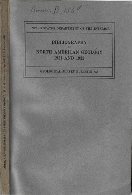 Bibliography of North American Geology 1931 and 1932 - copertina
