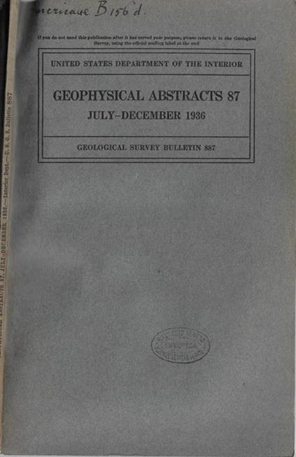 Geophysical abstracts 87 july-december 1936 - copertina