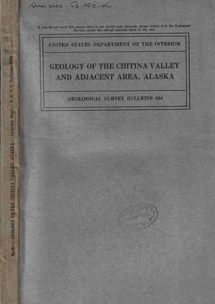 Geology of the chitina valley and adjacent area Alaska - copertina