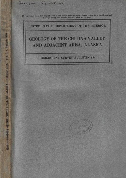 Geology of the chitina valley and adjacent area Alaska - copertina