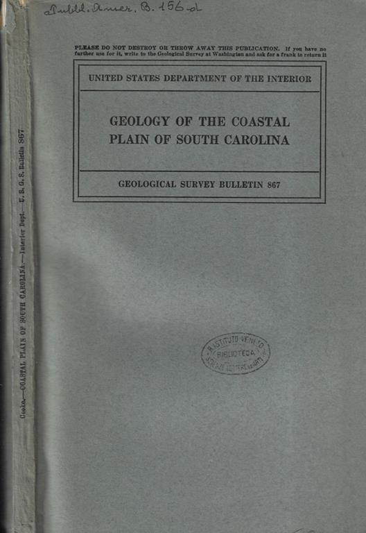 Geology of the coastal plain of south Carolina - copertina