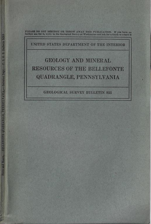 Geology and mineral resources of the Bellefonte quadrangle, Pennsylvania - copertina