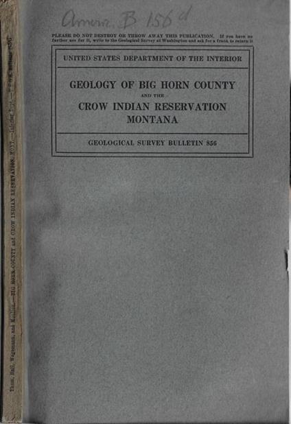 Geology of big horn county and the crow indian reservation Montana - copertina