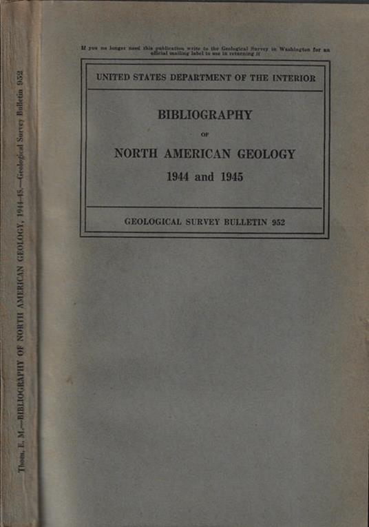 Bibliography of north America geology, 1944 and 1945 - copertina