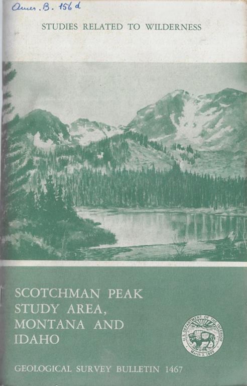 Mineral resources of the scotchman Peak wilderness study Area, Lincoln and Sanders counties, Montana, and Bonner Counry, Idaho - copertina