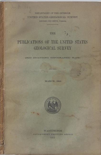 The publications of the United States geological Survey march, 1915 - copertina