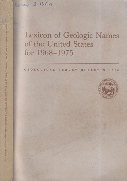 Lexicon of Geologic Names of the United States for 1968-1975 - copertina