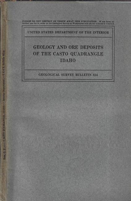 Geology and ore deposits of the Casto Quadrangle Idaho - copertina