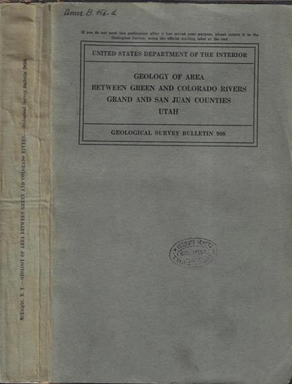 Geology of Area between green and Colorado Rivers grand and San Juan counties Utah - copertina