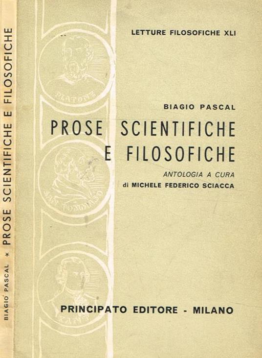 Prose scientifiche e filosofiche - Blaise Pascal - copertina