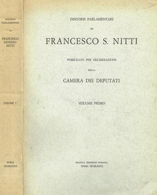 Discorsi parlamentari di Francesco S.Nitti vol.I - Francesco S. Nitti - copertina
