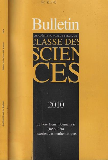 Bulletin de la Classe des Sciences Tomo XXI Anno 2010 - copertina