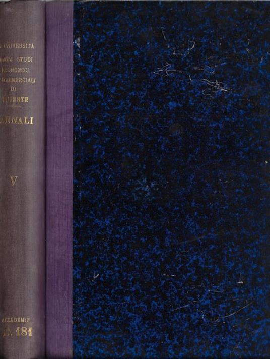 Annali della R. Università degli studi economici e commerciali di Trieste Vol. V 1933 - copertina