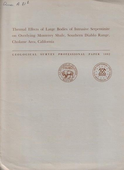 Thermal Effects of Large Bodies of Intrusive Serpentinite on Overlying Monterey Shale, Southern Diablo Range, Cholame Area, California - copertina