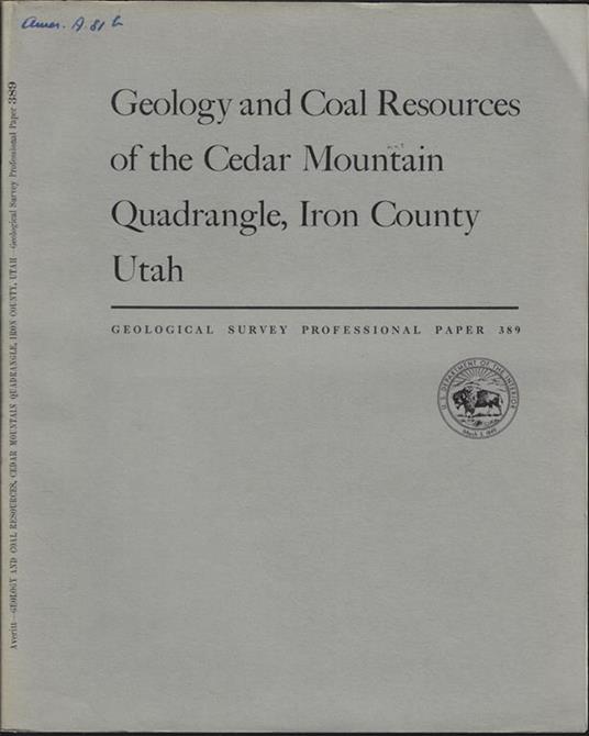 Geology and Coal Resources of the Cedar Mountain Quadrangle, Iron County Utah - copertina