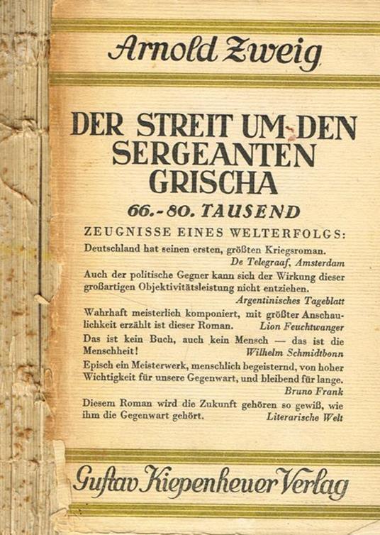 Der streit um den sergeanten grischa - Arnold Zweig - copertina