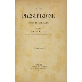 Della prescrizione secondo le leggi italiane. Volume unico - copertina