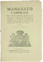 MANIFESTO CAMERALE Portante notificanza che gl'Insinuatori del DUCATO DI GENOVA, sono per ora dispensati dall'obbligo - Vittorio Emanuele I