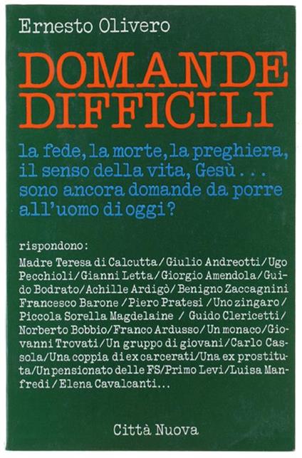 DOMANDE DIFFICILI - Ernesto Olivero - copertina