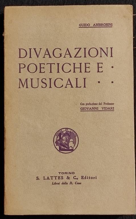 Divagazioni Poetiche e Musicali - G. Ambrosini - Ed. Lattes - 1914 - copertina