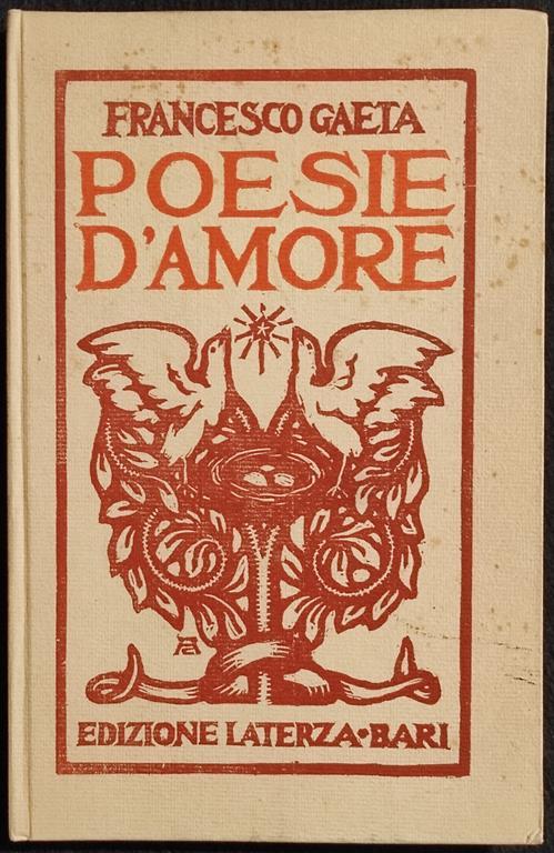 Poesie d'Amore - F. Gaeta - Ed. Laterza - 1920 - Francesco Gaeta - copertina