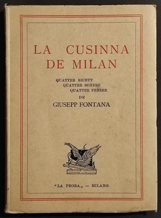 La Cusinna de Milan - G. Fontana - Ed. La Prora - 1938 - Giuseppe Fontana - copertina