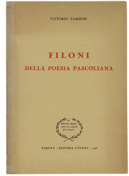 Filoni Della Poesia Pascoliana - Vittorio Zambon - copertina