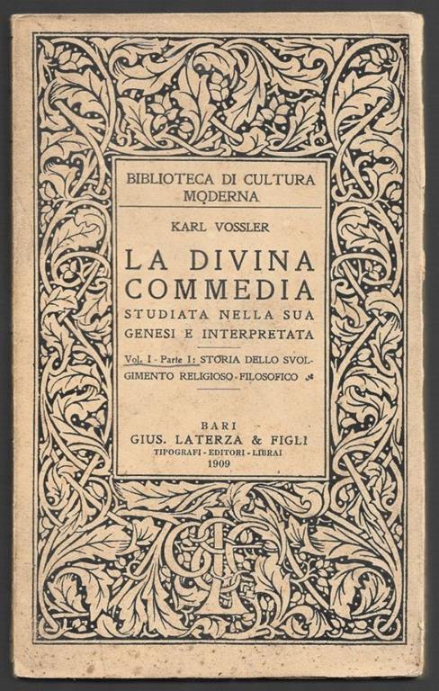 La Divina Commedia – Studiata nella sua genesi e interpretata - Karl Vossler - copertina