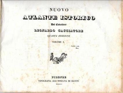 Nuovo atlante istorico del Cavaliere Leonardo Cacciatore, in 3 voll - copertina