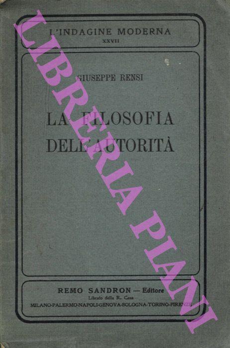 La filosofia dell'autorità - Giuseppe Rensi - copertina