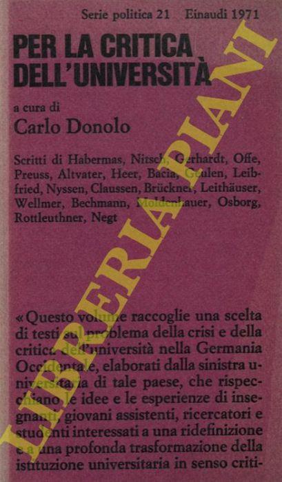 Per la critica dell'università - Carlo Donolo - copertina