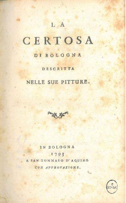 La Certosa di Bologna descritta nelle sue pitture - Luigi Crespi - copertina