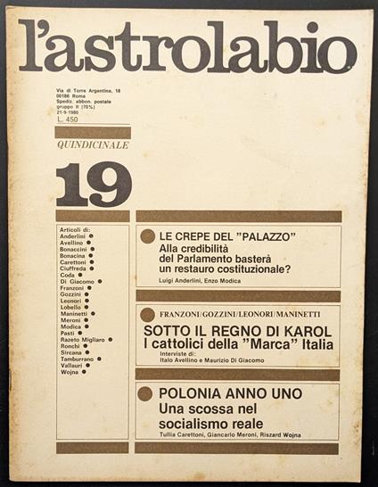 L' astrolabio 19 - copertina