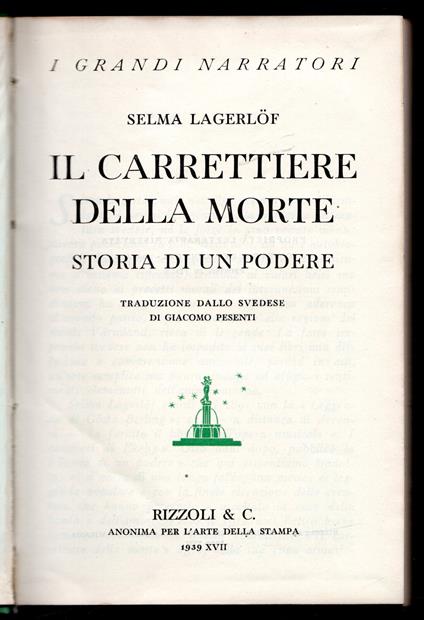 Il carattere della morte. Storia di un podere - Selma Lagerlöf - copertina