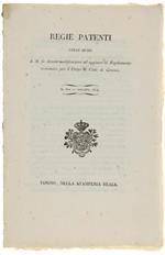 Regie Patenti Colle Quali S.M. Fa Alcune Modificazioni Ed Aggiunte Al Regolamento Economico Per Il Corpo Di Città Di Genova. In Data 21 Settembre 1824. [Documento Originale] - Carlo Felice