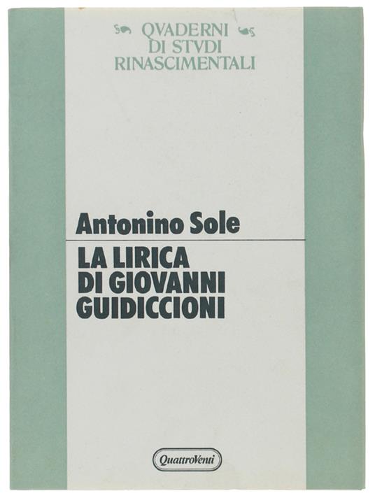 La Lirica Di Giovanni Guidiccioni - Antonino Sole - copertina