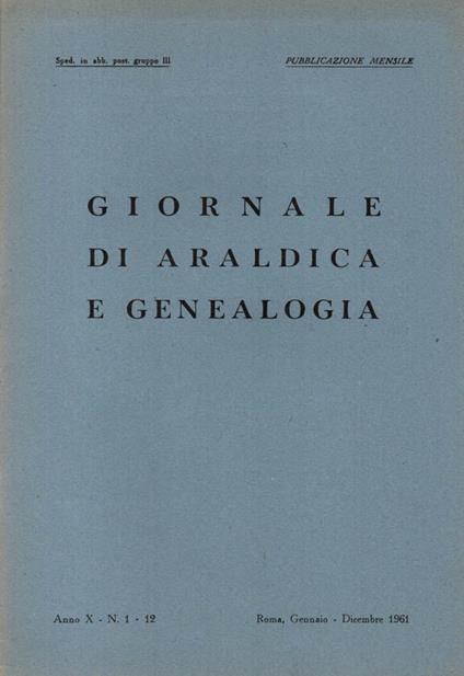 Giornale di Araldica e Genealogia. Anno X, N. 1-12 - copertina