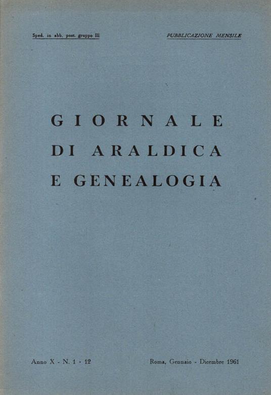 Giornale di Araldica e Genealogia. Anno X, N. 1-12 - copertina