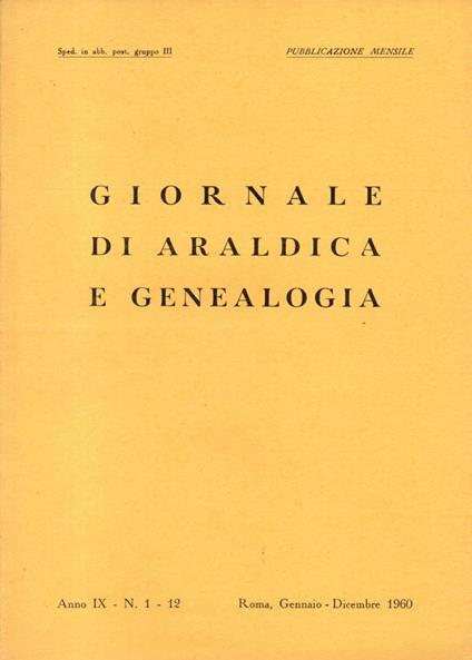 Giornale di Araldica e Genealogia. Anno IX, N. 1-12 - copertina