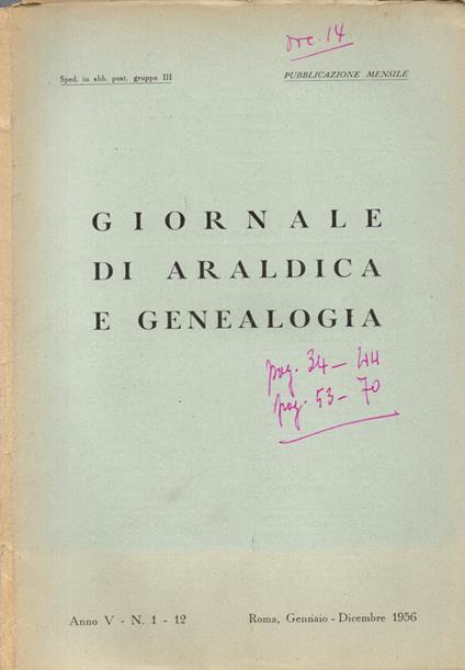 Giornale di Araldica e Genealogia. Anno V, N. 1-12 - copertina