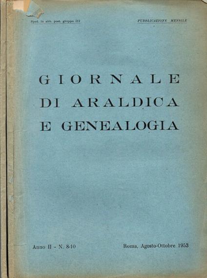 Giornale di Araldica e Genealogia. Anno II - N. 8-10 e 11-12 - copertina