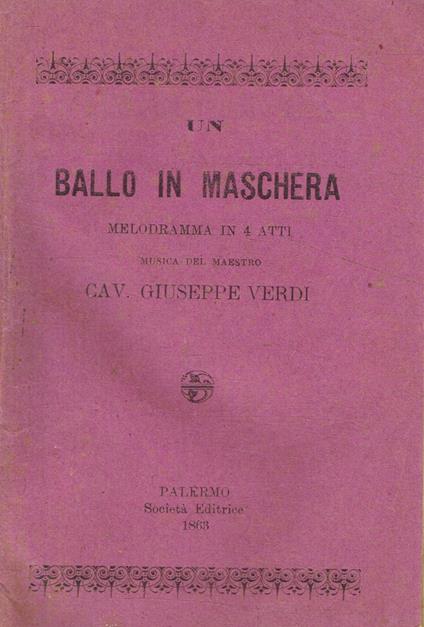 Un ballo in maschera - Giuseppe Verdi - copertina