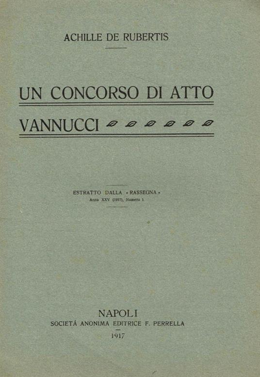 Un concorso di atto Vannucci - Achille De Rubertis - copertina