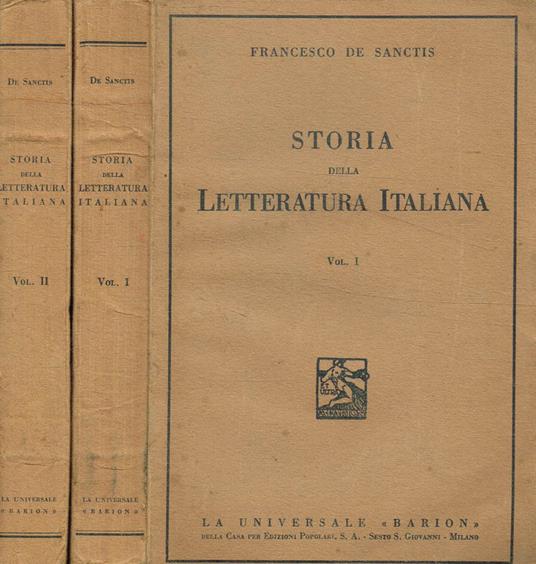 Storia della letteratura Italiana 2voll - Francesco De Sanctis - copertina