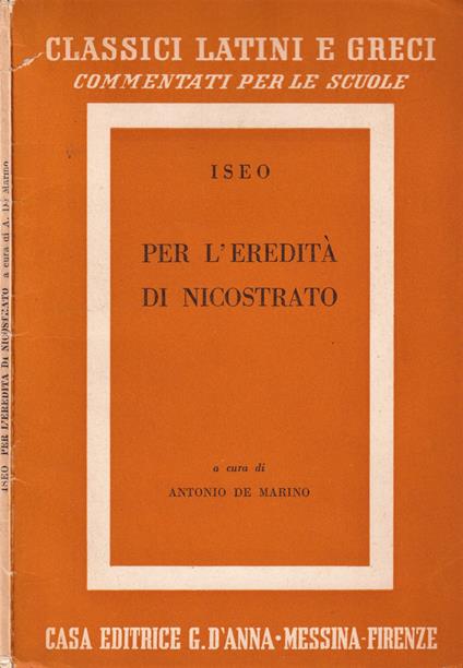 Per l'eredità di Nicostrato - Iseo - copertina