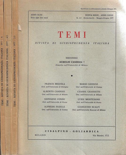 Temi anno 1977 n. 2-3, 4-5, 6 - Alberto Candian - copertina