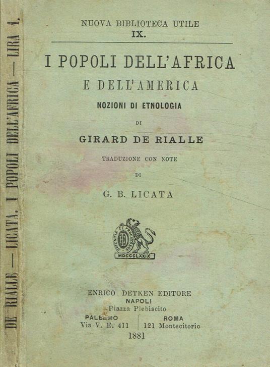 I popoli dell'Africa e dell'America - Girard de Rialle - copertina