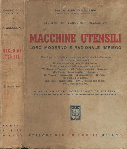 Macchine utensili - Alfredo Galassini - copertina